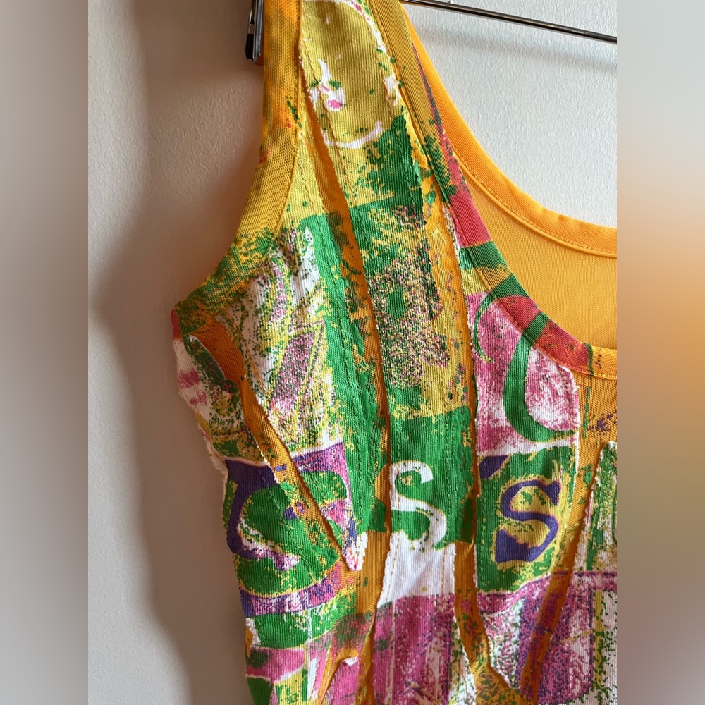 Parasuco Y2K Orange abstract sheer cropped top - Picture 4 of 12